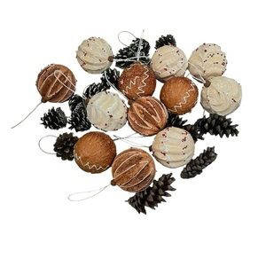 Festive Brown,Rustic Orange & Cream Holiday Ornaments Set None Breakable
